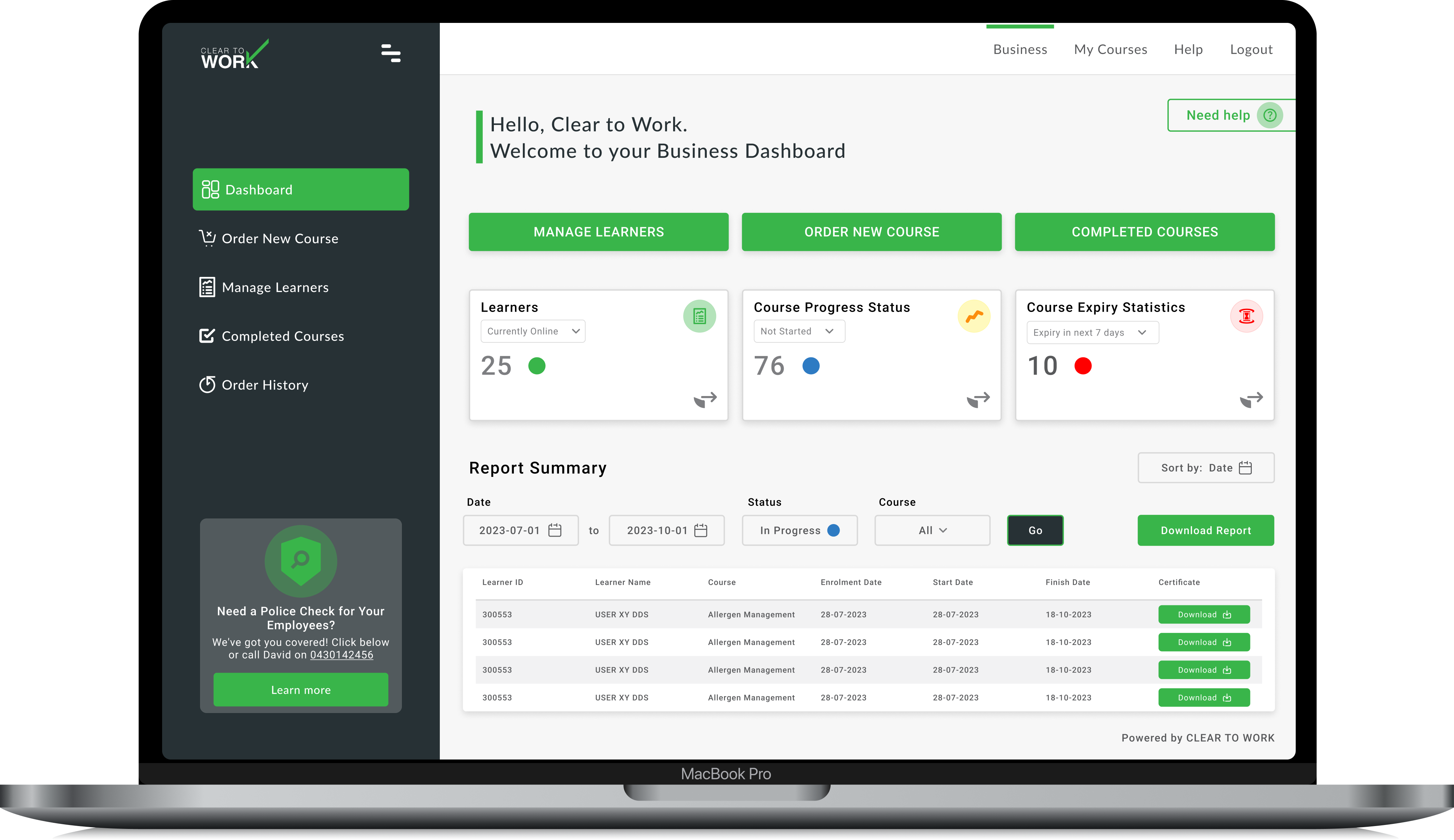 Business dashboard image